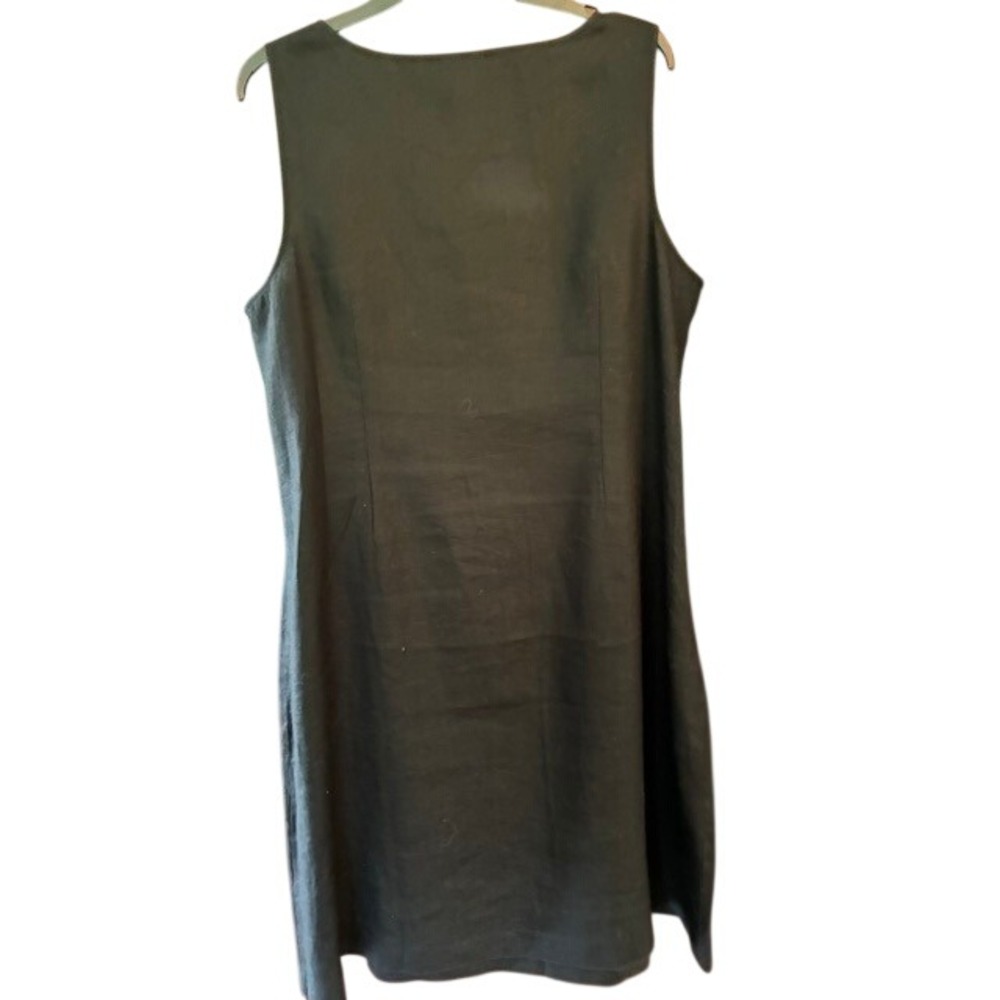 J. Jill Love Linen Shift Dress Women XL Petite Black Excellent Tie Sleeveless - Picture 6 of 8